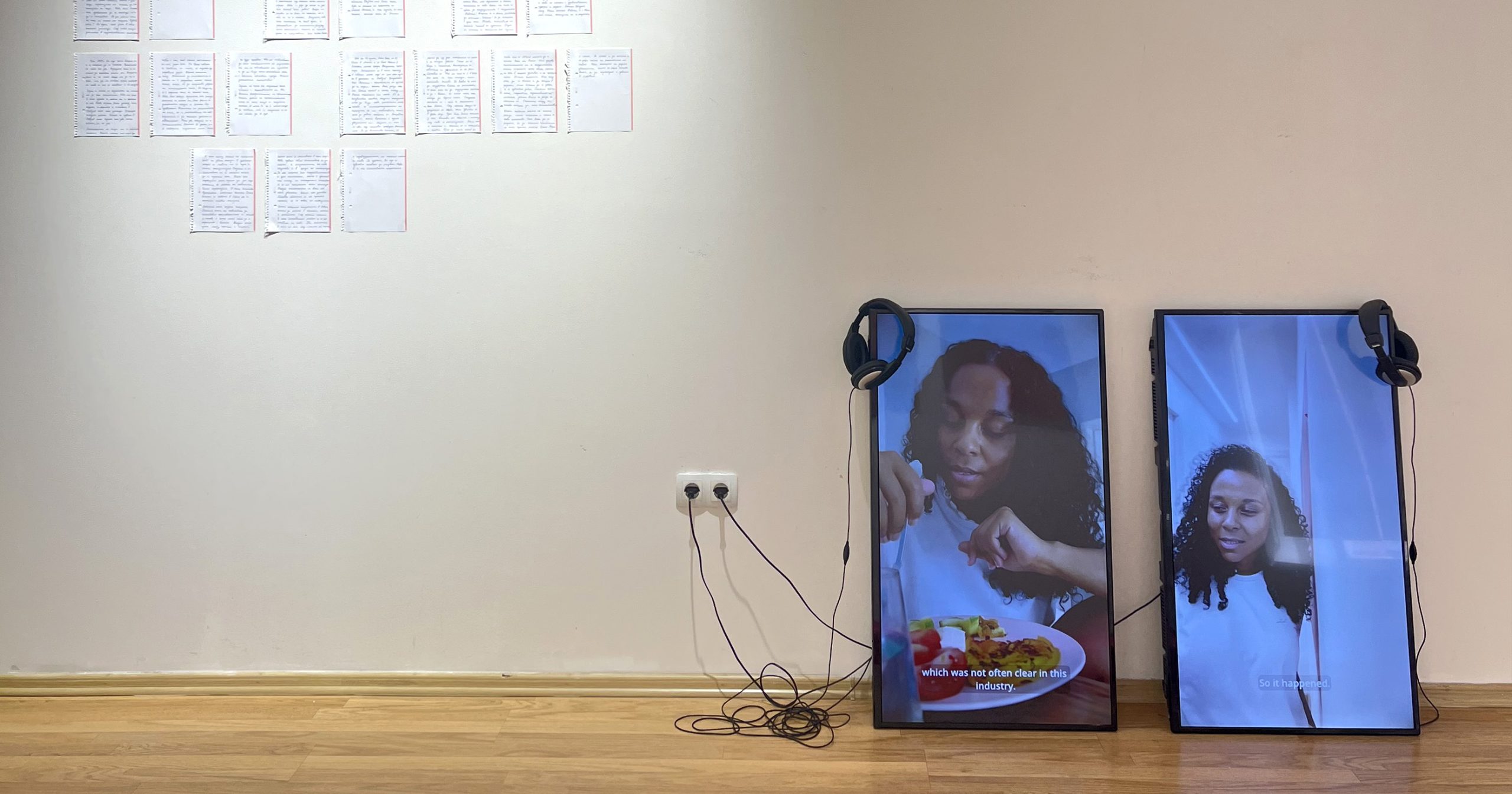 Installation view of Harita Asumani's multidisciplinary project ‘Artists Can’t Talk’, RE:CONNECT, City Art Gallery Plovdiv, 2023