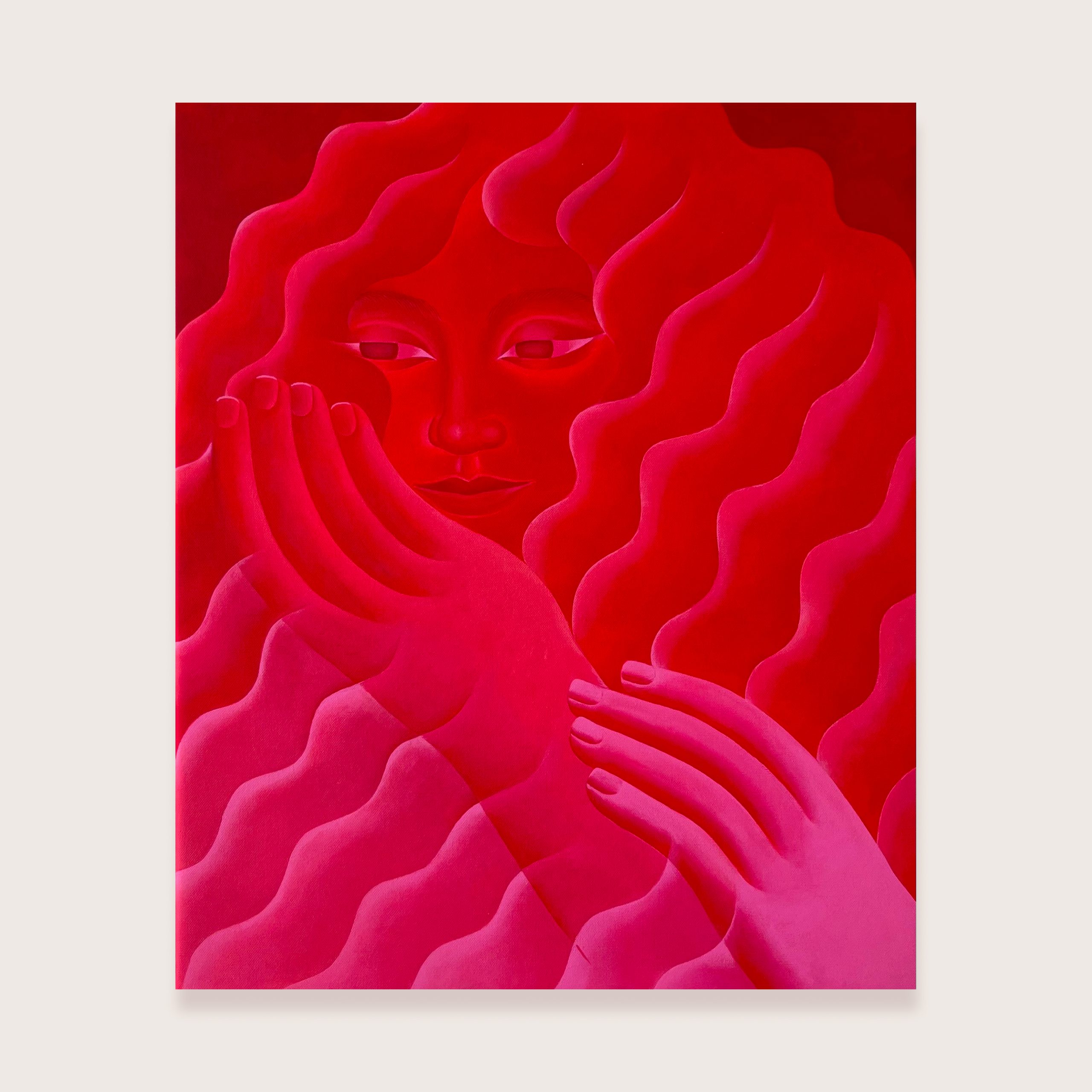 ‘She knows the end of the story’ — acrylic on canvas, 50 × 60 cm, 2026, by Harita Asumani