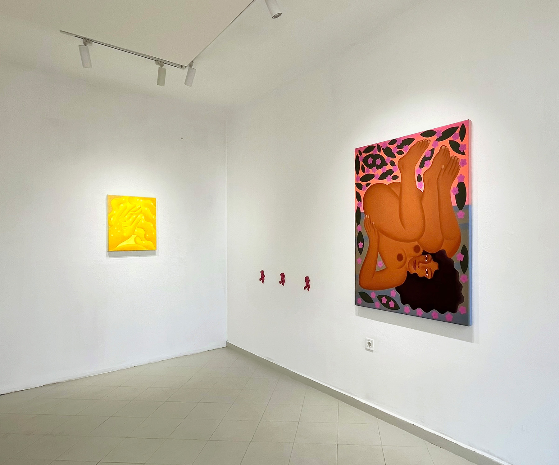 Exhibition view documenting Harita Asumani’s painting practice