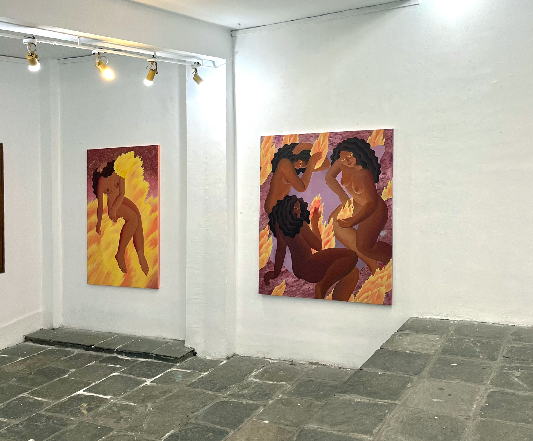 Installation view of My Fire Holds Me Up and I Stay True to the Fire by Harita Asumani, National Autumn Exhibitions Plovdiv 2026.